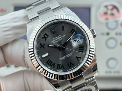 WKD Factory Rolex Datejust 3235 Movement 41mm Romans Dark Grey Face Oyster Band Watch